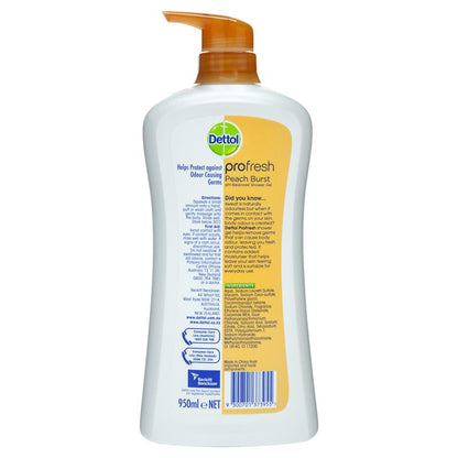 Dettol Profresh Body Wash Peach & Raspberry 950mL - Odor Protection