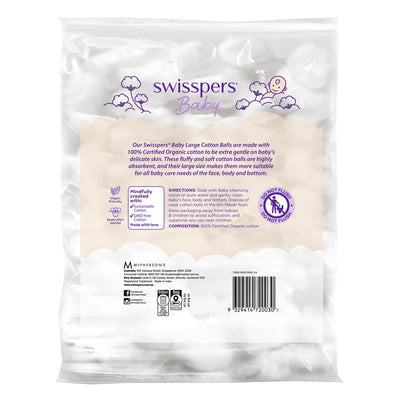 Swisspers Baby Organic Cotton Large Balls 60 - Gentle Care for Baby