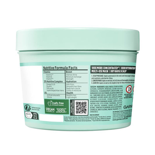 Garnier Fructis Hair Food Hydrating Aloe Vera 3-in-1 Mask Treatment 390ml - Deep Moisture & Nourishment - Auzzi Store
