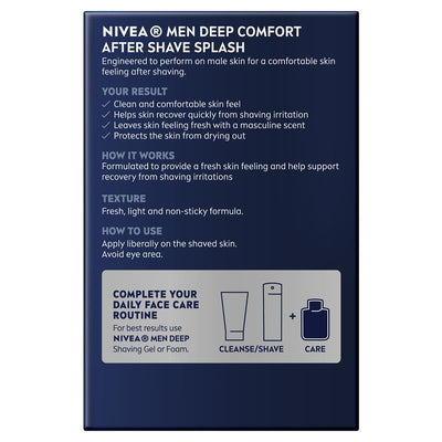 NIVEA for Men Deep After Shave Splash 100ml - Refreshing Post-Shave Care