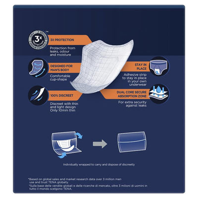 Tena Level 3 Men’s Incontinence Pads - 8 Pants, High Absorbency