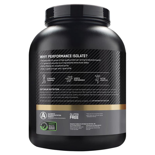 Optimum Nutrition Performance Isolate Chocolate Milkshake 2.28kg - Pure Whey Protein – view 2 - Auzzistore