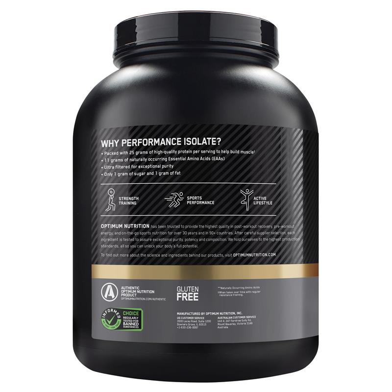 Optimum Nutrition Performance Isolate Chocolate Milkshake 2.28kg - Pure Whey Protein