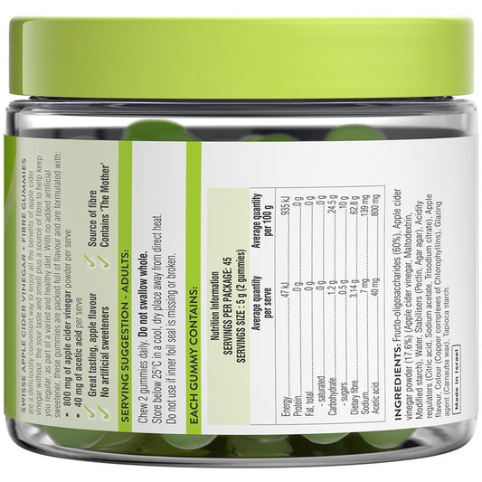 Swisse Apple Cider Vinegar + Fibre Gummies 90 Pack - Delicious Health Support