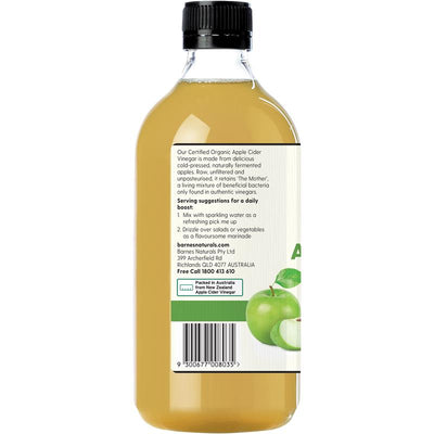 Barnes Naturals Certified Organic Apple Cider Vinegar with Mother – 1L
