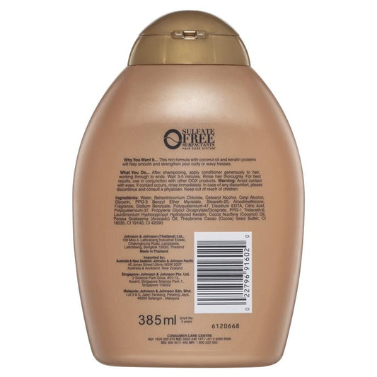 OGX Ever Straightening + Smoothing & Shine Brazilian Keratin Therapy Conditioner - 385mL for Dull Hair-Auzzi Store