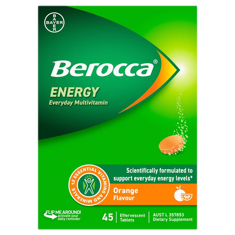 Berocca Energy Orange 45 Effervescent Tablets - Energize Your Day