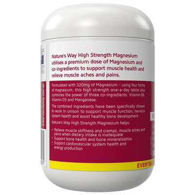 Nature's Way High Strength Magnesium 600mg with B6, D3 & Manganese - 300 Tablets