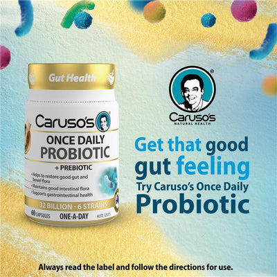 Caruso's Once Daily Probiotic 32B CFU, 6 Strains + Prebiotic, 60 Caps