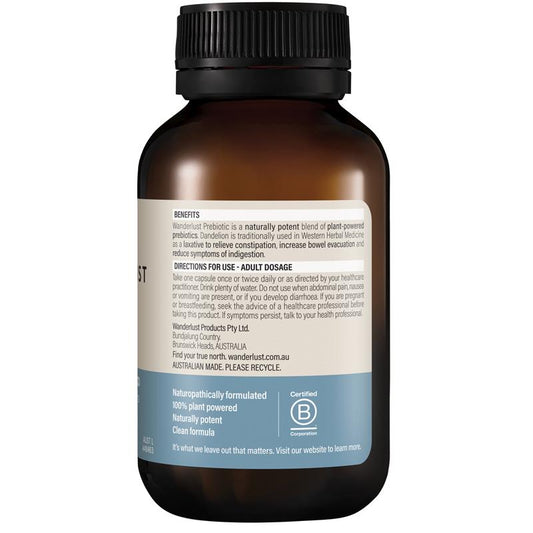 Wanderlustt Prebiotic 60 Capsules - Natural Digestive Support-Auzzi Store