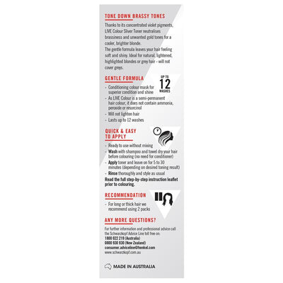 Schwarzkopf LIVE Colour Silver Toner - Semi-Permanent Hair Color, 75ml