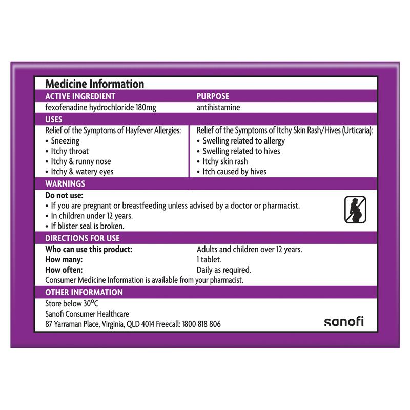 Telfast 180mg - 100 Tablets (Exclusive Size)