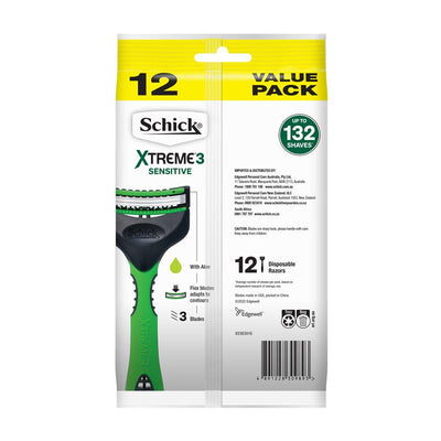 Schick Xtreme 3 Sensitive Men's Disposable Razors with Aloe Vera - 12 Pack