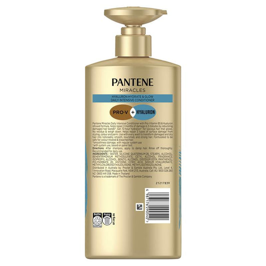 Pantene Miracles Hyaluron Hydrate & Glow Daily Intensive Conditioner 600ml - Deep Moisture & Shine