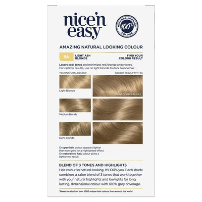 Clairol Nice N Easy 9A Natural Light Ash Blonde Permanent Hair Colour - 173g