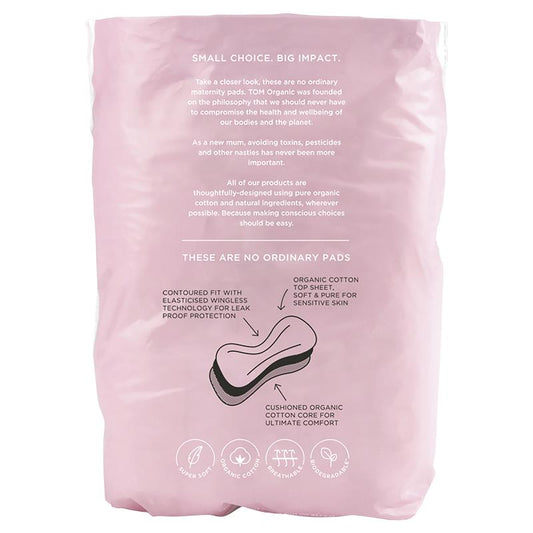 TOM Organic Postnatal Pads 12 Pads– Wingless, Cotton, Fragrance-Free – view 2 - Auzzistore