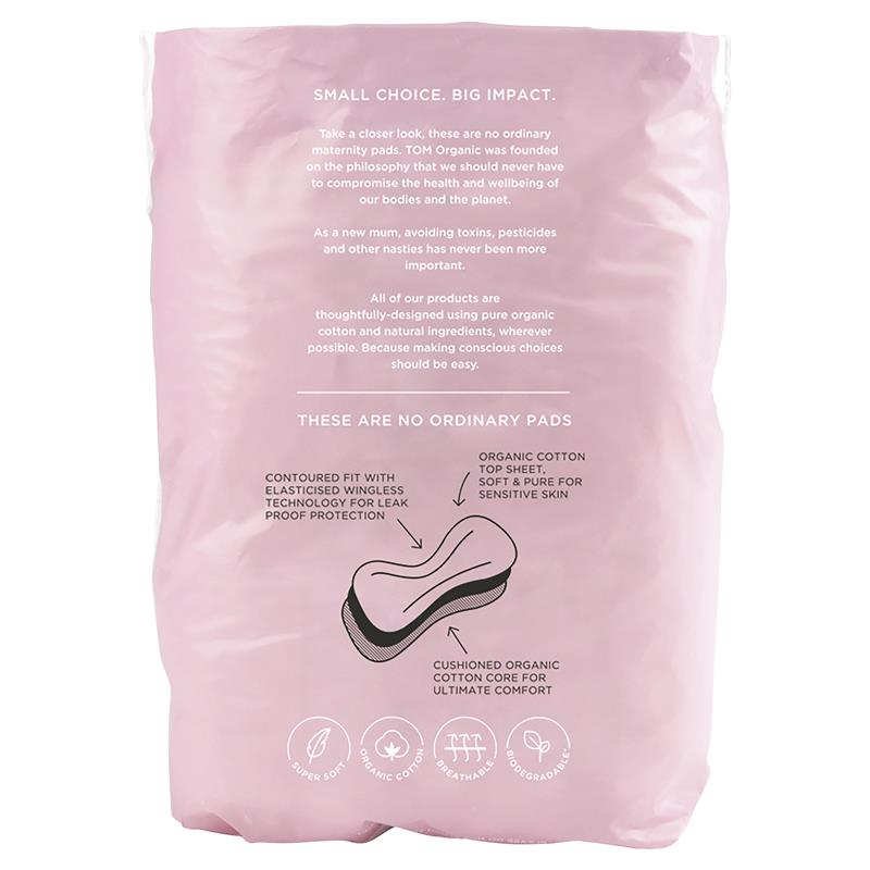 TOM Organic Postnatal Pads 12 Pads– Wingless, Cotton, Fragrance-Free