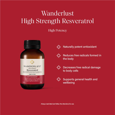 Wanderlust Resveratrol 60 Vegan Capsules - High Strength Antioxidant
