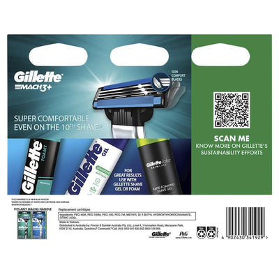Gillette Mach3+ Replacement Cartridges – 3 Blades