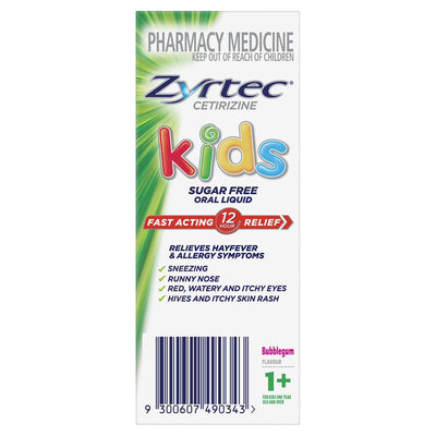 Zyrtec Kids Antihistamine Allergy & Hayfever Oral Liquid Bubblegum 120ml