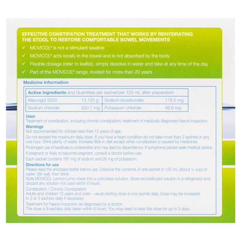 Movicol Lemon Lime Powder Sachets 13g - 8 Pack-Auzzi Store