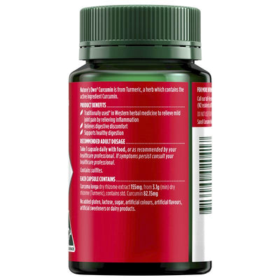 Nature's Own Curcumin 60 Capsules - Natural Joint Pain Relief