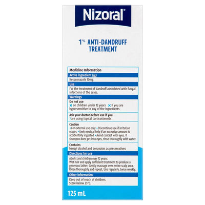 Nizoral 1% Anti-Dandruff Treatment Shampoo 125ml - Deep Conditioning Formula