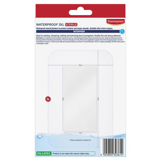 Elastoplast Waterproof Dressing 3XL 10x15cm - 5 Sterile Dressings for Ultimate Protection – view 2