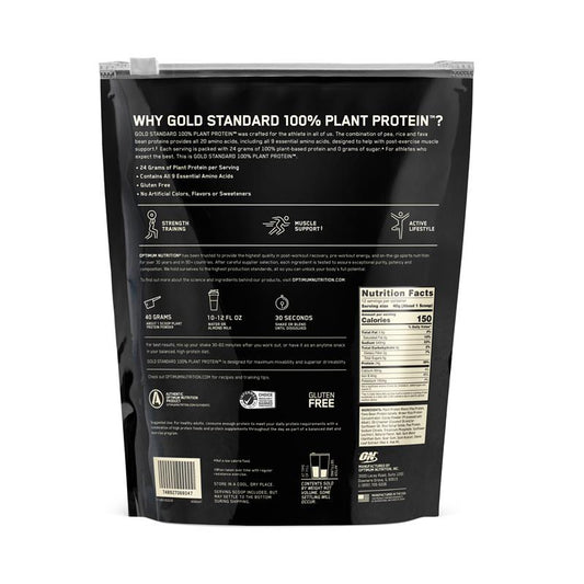 Optimum Nutrition Gold Standard 100% Plant Protein Chocolate 480g - High-Quality Plant-Based Protein