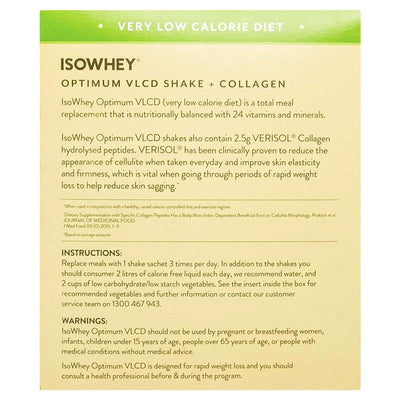 IsoWhey Optimum VLCD Shake + Collagen French Vanilla 18 x 55g - Fast Weight Loss Support