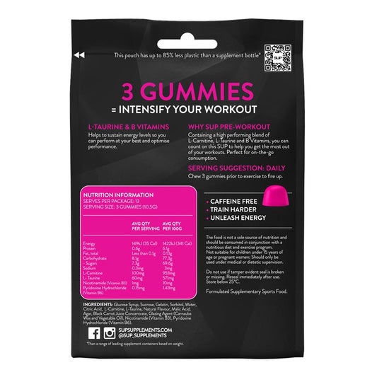 SUP Pre-Workout Gummies Strawberry - 40 Count-Auzzi Store