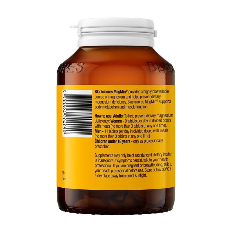 Blackmores MagMin 500mg Magnesium Supplement – 250 Tablets