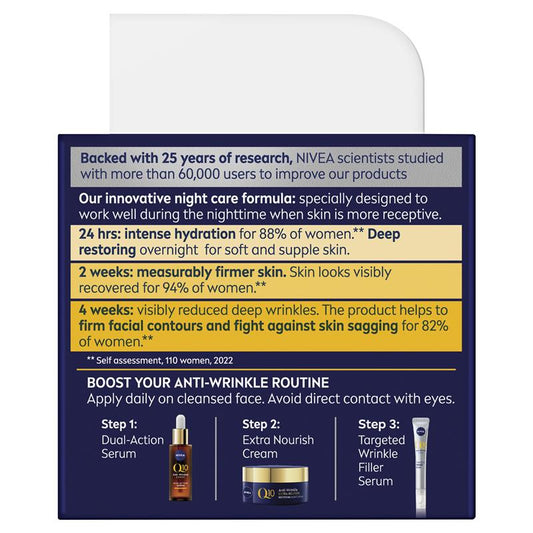 NIVEA Q10 Anti-Wrinkle Extra Nourish Night Cream 50ml - Deep Restoring Formula - Auzzi Store