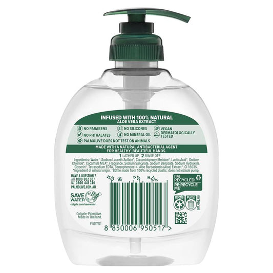 Palmolive Antibacterial Cucumber & Aloe Vera Hand Wash Pump 250ml - Vegan & Natural - Auzzistore