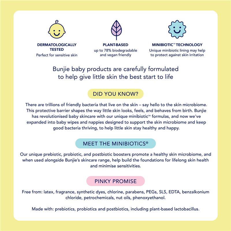 Bunjie Probiotic Eco Nappies Size 2, 4-7 kg, 48 Pack - Gentle on Skin