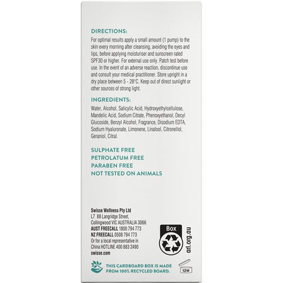 Swisse Skincare BHA 2% Clear Skin AM Balance Serum 30ml