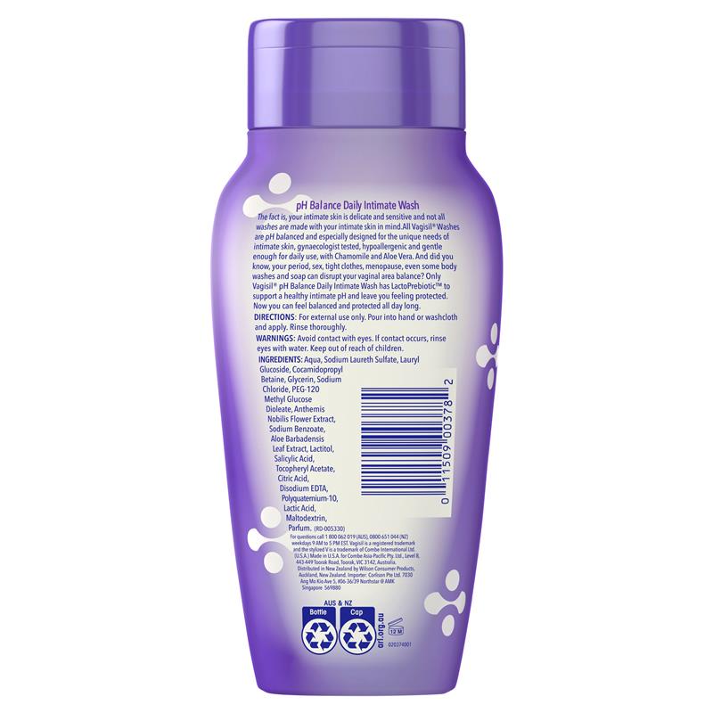 Vagisil pH Balanced Intimate Wash 240ml - Hypoallergenic, LactoPrebiotic™