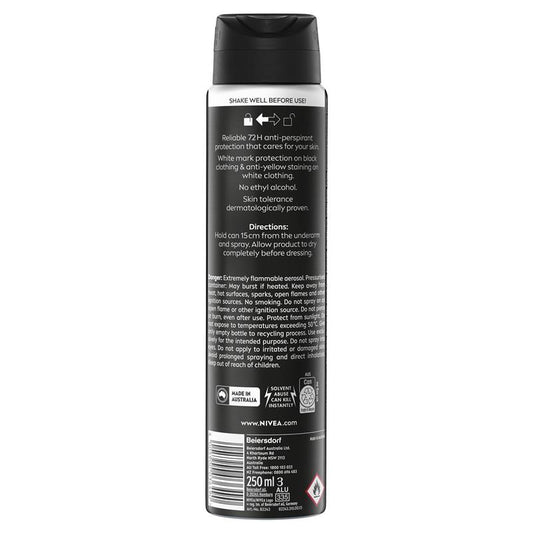 NIVEA MEN Black & White Power Aerosol Deodorant - 72H Protection (250ml)-Auzzi Store