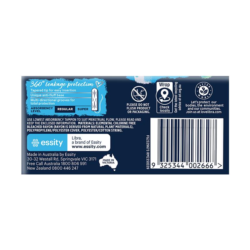 Libra Body Fit Regular Tampons, 16 Pack – Medium Flow & 360° Leak Protection