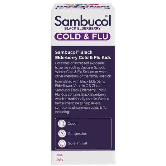 Sambucol Black Elderberry Cold & Flu Kids Liquid - 120mL-Auzzi Store