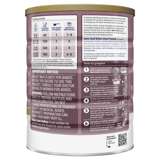 Alula Gold Reflux Infant Formula - 0-12 Months, 900g - Auzzi Store