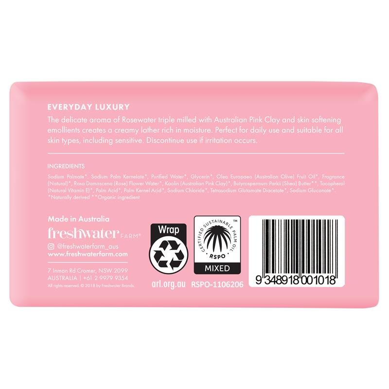 Freshwater Farm Rosewater & Pink Clay Cleansing Bar 200g