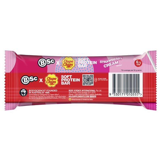 BSc x Chupa Chups Soft Protein Bar - Strawberry Cream (55g)