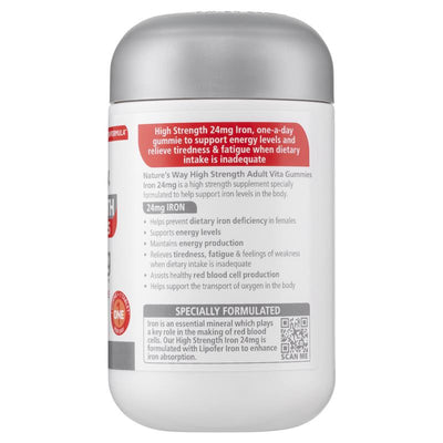 Nature's Way High Strength Iron Gummies 24mg for Adults - 30 Count