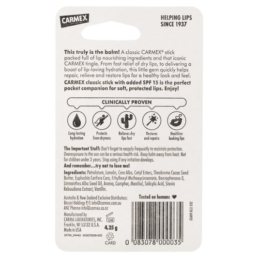 Carmex Original Click Stick Lip Balm with SPF15 - 4.25g-Auzzi Store