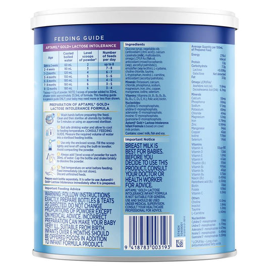 Aptamil Gold+ Lactose Intolerance Infant Formula 900g - Nutritional Support for Sensitive Tummies-Auzzi Store