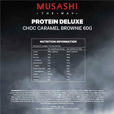 Musashi Deluxe Protein Bar - Choc Caramel Brownie 60g