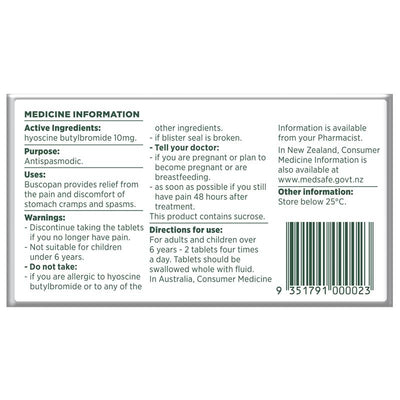 Buscopan Stomach Cramps Pain Relief 10mg Tablets - 20 Pack