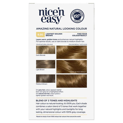 Clairol Nice N Easy 6.5G Light Golden Brown Permanent Hair Colour - 173g