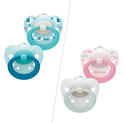 NUK Signature Soother Silicone 0-6 Months - 2 Pack for Healthy Oral Development
